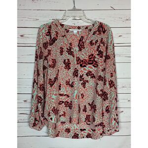 Diane Von Furstenberg Women's Size P 100% Silk Long Sleeve Beautiful Top Blouse